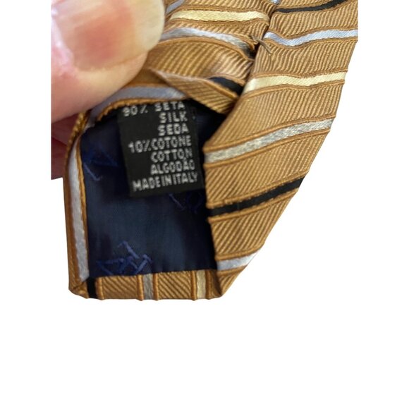 Hugo Boss & Pal Zileri Mens Silk Ties-Brown/Beige, Lavender Striped Made N Italy - Picture 7 of 9